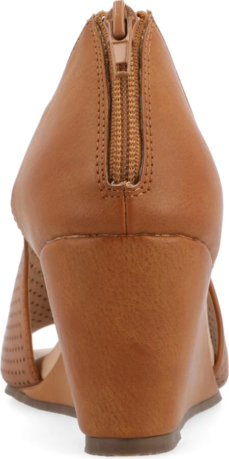 Journee Collection Women's Aretha Perforated Peep Toe Wedge Sandals - Image 8