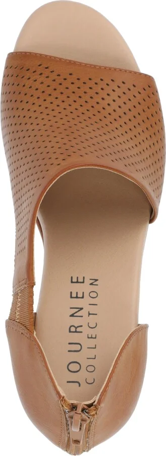Journee Collection Women's Aretha Perforated Peep Toe Wedge Sandals - Image 9