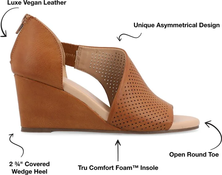 Journee Collection Women's Aretha Perforated Peep Toe Wedge Sandals - Image 11