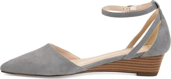 Journee Collection Women's Arkie Buckle Pointed Toe Sliver Wedge Red - Image 2