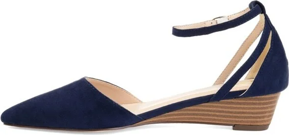 Journee Collection Women's Arkie Buckle Pointed Toe Sliver Wedge Red - Image 4