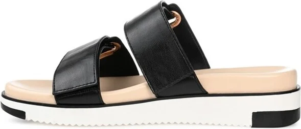 Journee Collection Womens Ashanti Slip On Slide Multi Strap Sandals Black 6.5 - Image 2