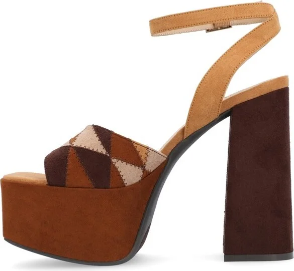 Journee Collection Women's Asherby High Heel Platform Sandals Brown - Image 3