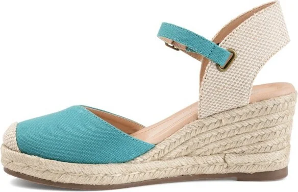 Journee Collection Women's Ashlyn Wedge Heel Espadrille Sandals Teal 8W - Image 2