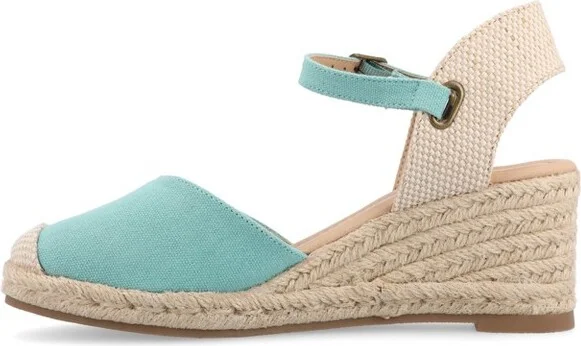 Journee Collection Women's Ashlyn Wedge Heel Espadrille Sandals Teal 8W - Image 5