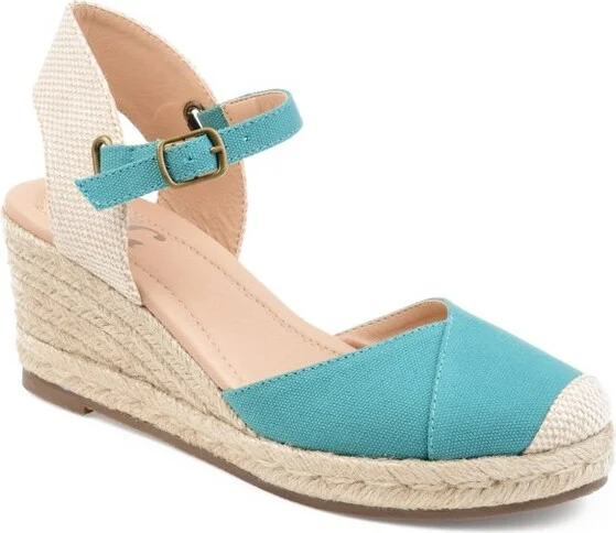 Journee Collection Women's Ashlyn Wedge Heel Espadrille Sandals Teal 8W