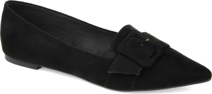 Journee Collection Women's Audrey Buckle Pointed Toe Ballet Flats