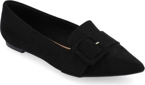 Journee Collection Women's Audrey Slip On Pointed Toe Loafer Flats Black