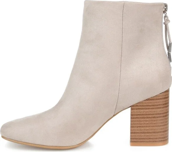 Journee Collection Women's Audrina Back Heel Zip Stacked Heel Booties Red - Image 3