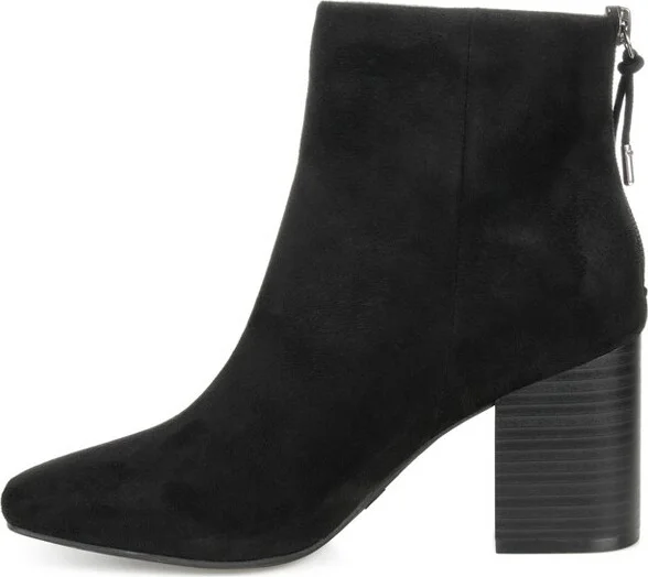 Journee Collection Women's Audrina Back Heel Zip Stacked Heel Booties Red - Image 6