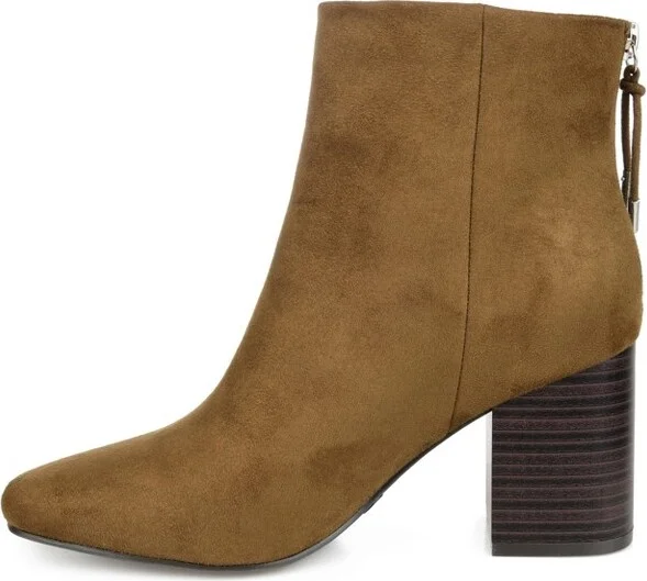 Journee Collection Women's Audrina Back Heel Zip Stacked Heel Booties Red - Image 8