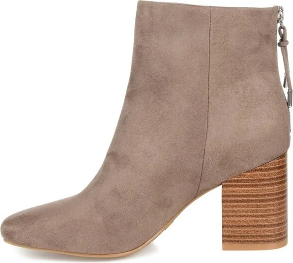 Journee Collection Women's Audrina Back Heel Zip Stacked Heel Booties Red - Image 9