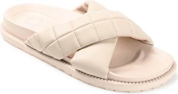 Journee Collection Women's Aveena Slide Flat Sandals Bone