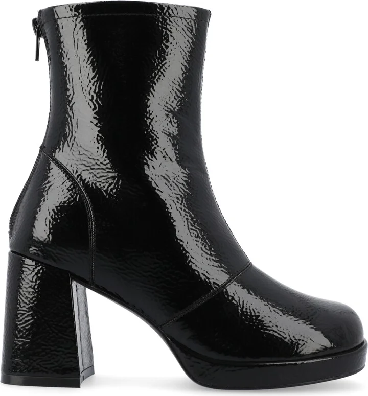 Journee Collection Women's Aylani Tru Comfort Foam Crinkle Patent Faux Leather Platform Boots - Image 2
