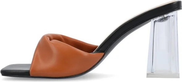 Journee Collection Women's Aylia Clear Block Heel Soft Vegan Leather Slip On Sandals Black - Image 2