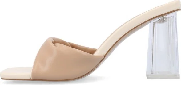 Journee Collection Women's Aylia Clear Block Heel Soft Vegan Leather Slip On Sandals Black - Image 5