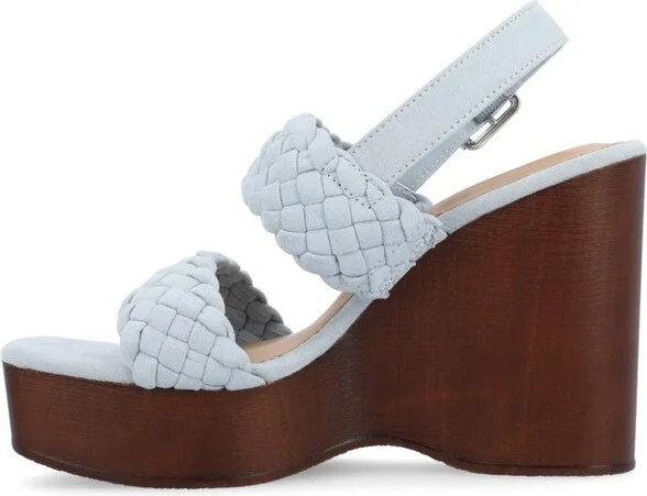 Journee Collection Women's Ayvee Buckle Platform Wedge Sandals Blue - Image 2