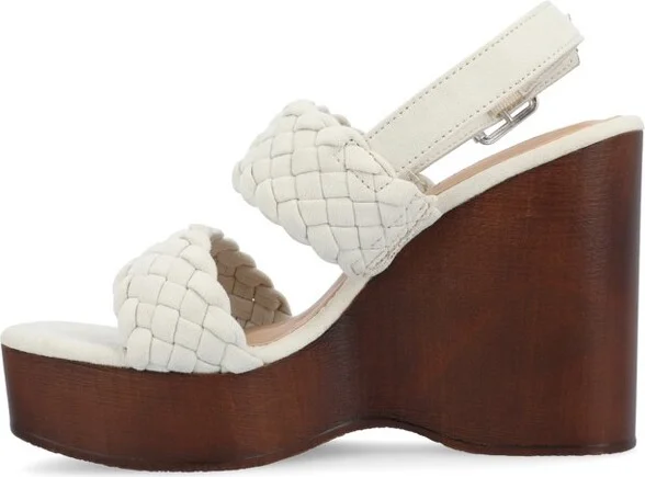Journee Collection Women's Ayvee Buckle Platform Wedge Sandals Blue - Image 3