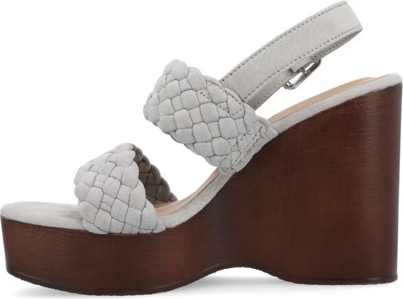 Journee Collection Women's Ayvee Buckle Platform Wedge Sandals Blue - Image 4