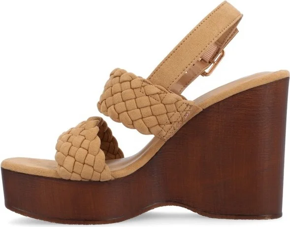 Journee Collection Women's Ayvee Buckle Platform Wedge Sandals Blue - Image 5