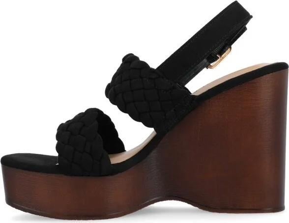 Journee Collection Women's Ayvee Buckle Platform Wedge Sandals Blue - Image 7