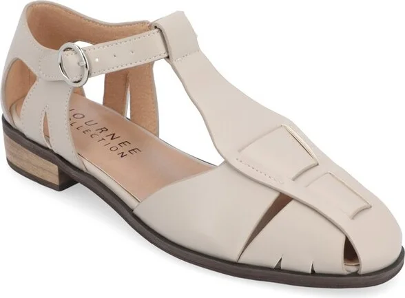 Journee Collection Women's Azzaria Low Block Heel Square Toe Flats Grey