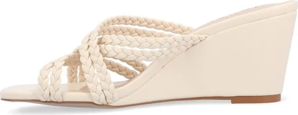 Journee Collection Women's Baylen Braided Strap Slip On Wedge Sandals Black - Image 4