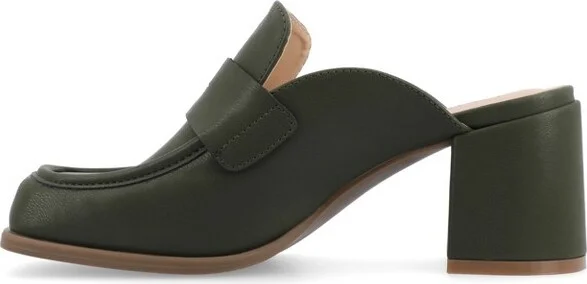 Journee Collection Women's Bayley Slip On Block Heel Mule Pumps, Tan - Image 3