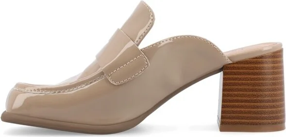 Journee Collection Women's Bayley Slip On Block Heel Mule Pumps, Tan - Image 4