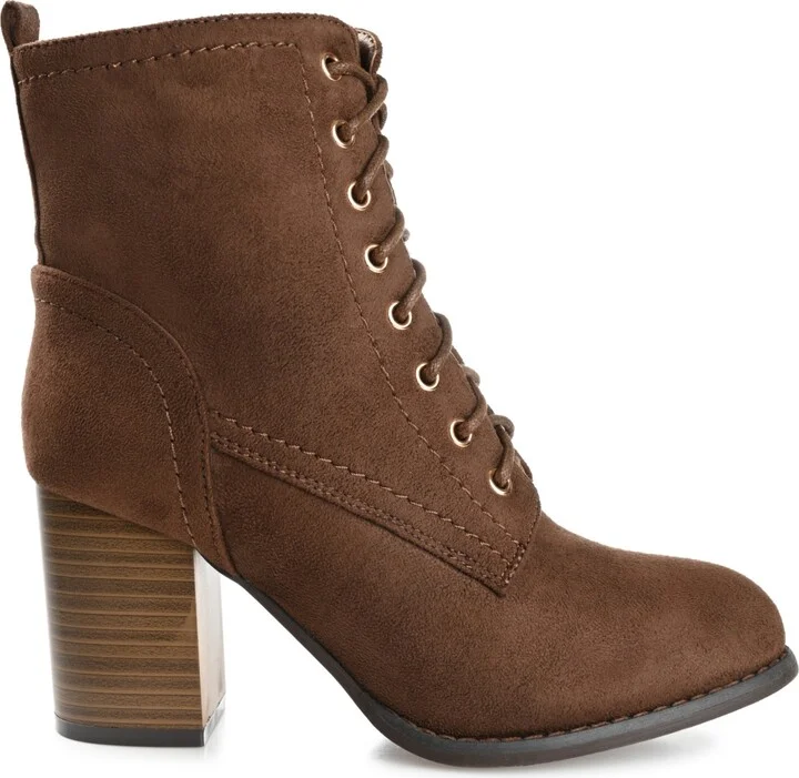 Journee Collection Women's Baylor Lace Up Stacked Heel Booties - Image 2