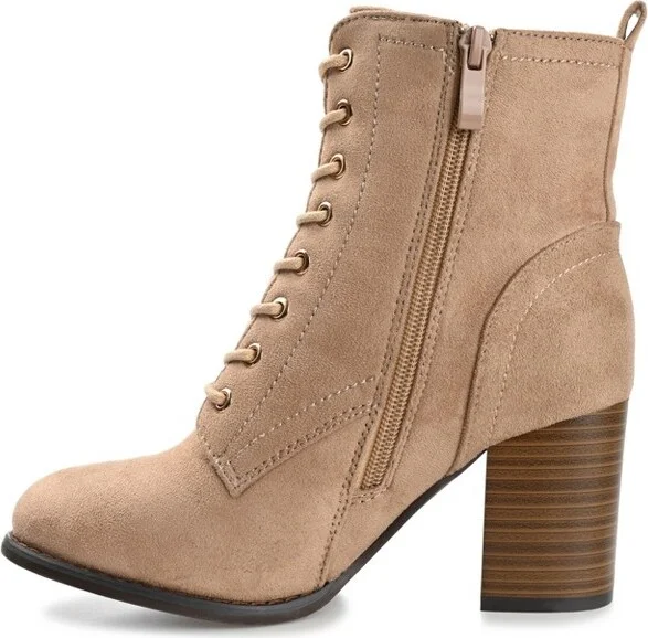 Journee Collection Women's Baylor Lace Up Stacked Heel Booties Blue - Image 6