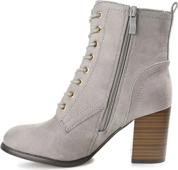 Journee Collection Women's Baylor Lace Up Stacked Heel Booties Blue - Image 8