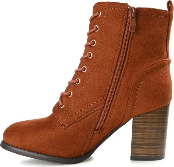 Journee Collection Women's Baylor Lace Up Stacked Heel Booties Blue - Image 10