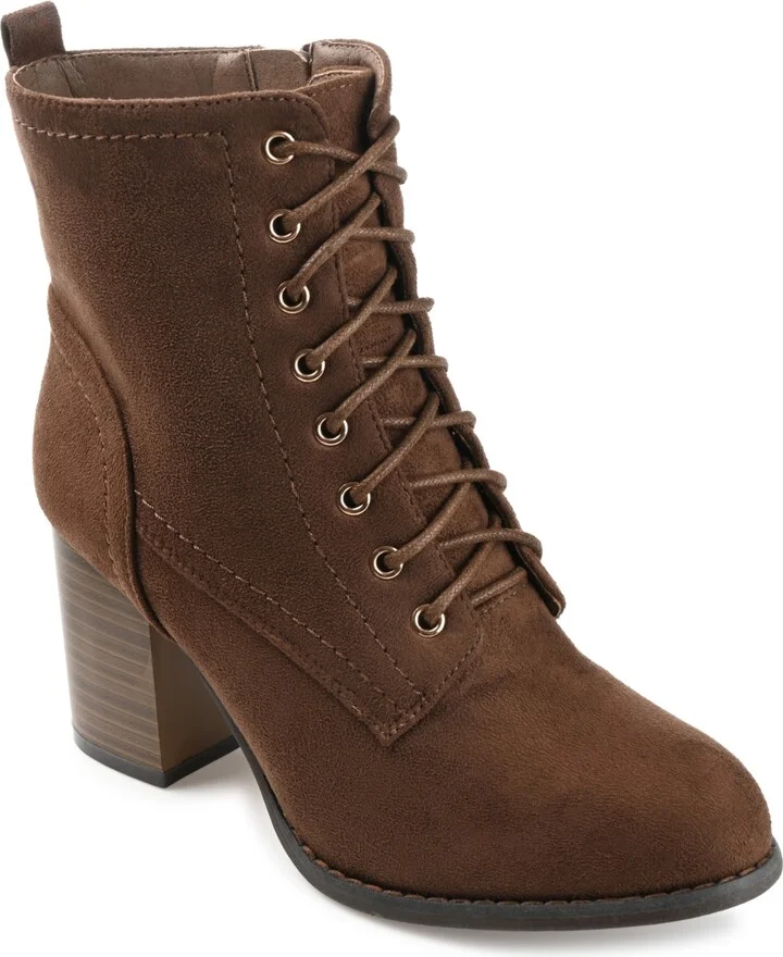 Journee Collection Women's Baylor Lace Up Stacked Heel Booties