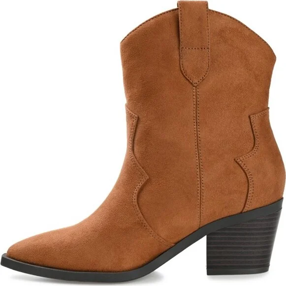 Journee Collection Women's Becker Pointed Toe Stacked Western Booties Brown - Image 2