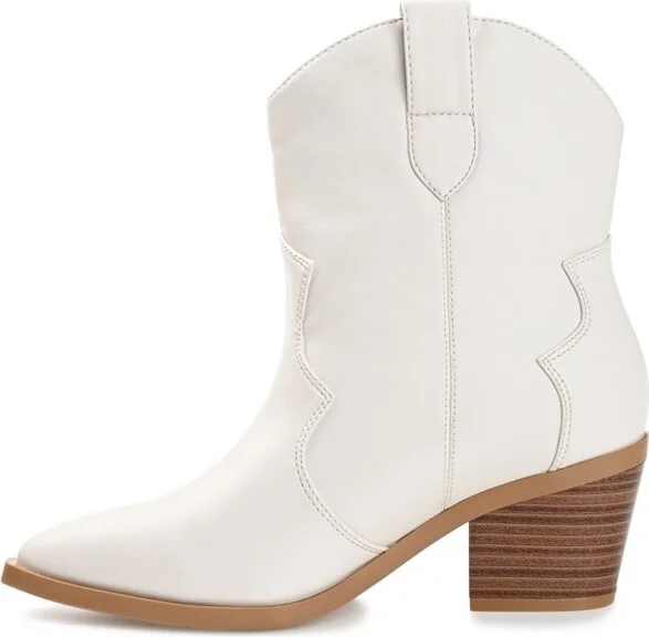 Journee Collection Women's Becker Pointed Toe Stacked Western Booties Brown - Image 3