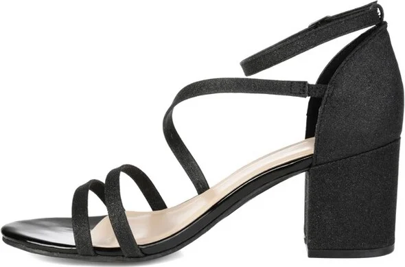 Journee Collection Women's Bella Open Toe Mid Block Heel Pumps Gold - Image 4