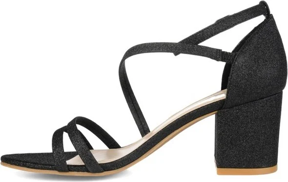 Journee Collection Women's Bella Open Toe Mid Block Heel Pumps Gold - Image 8