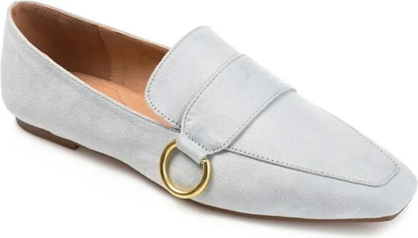 Journee Collection Women's Benntly Slip On Square Toe Loafer Flats Blue