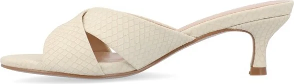 Journee Collection Women's Berkly Kitten Heel Slip On Open Toe Pumps Brown - Image 5