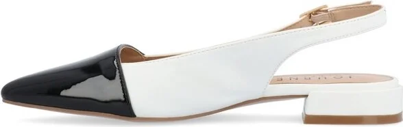 Journee Collection Women's Bertie Sling Back Two Tone Pointed Toe Flats Bone - Image 5