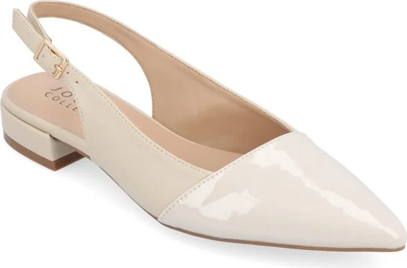 Journee Collection Women's Bertie Sling Back Two Tone Pointed Toe Flats Bone