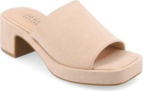 Journee Collection Women's Bessa Slip On Platform Sandals, Nude