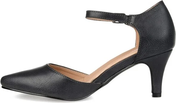 Journee Collection Women's Bettie Almond Toe Mid Heel Pumps Black - Image 2