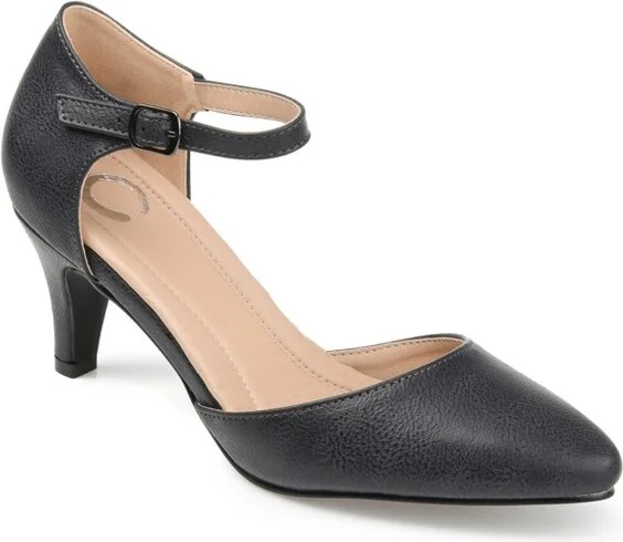 Journee Collection Women's Bettie Almond Toe Mid Heel Pumps Black