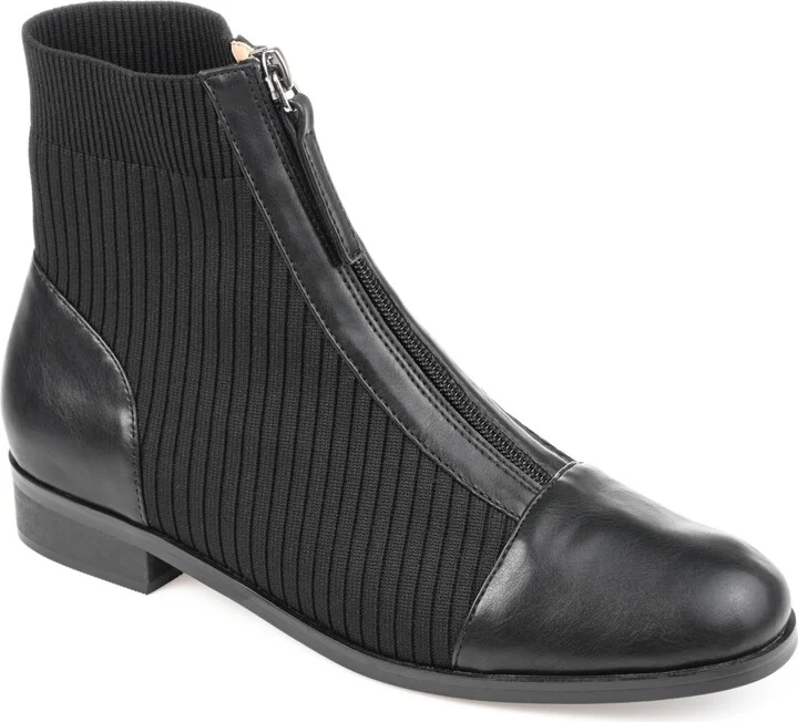 Journee Collection Women's Bexlie Front Zip Knit Ankle Booties