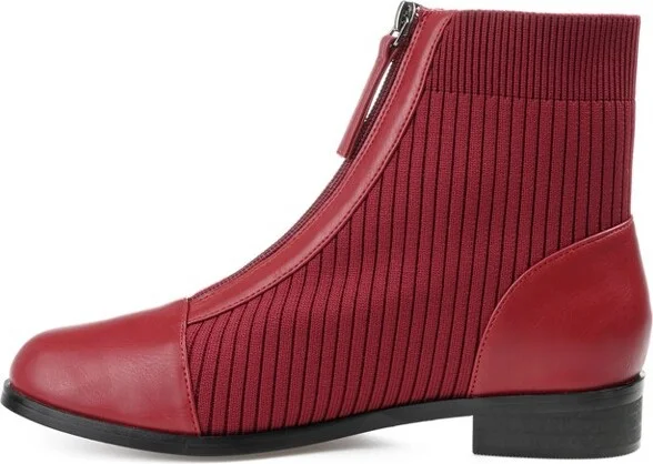 Journee Collection Women's Bexlie Front Zip Stacked Heel Booties Brick - Image 2