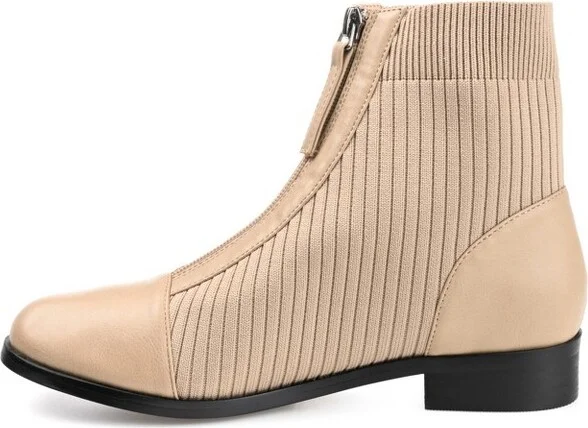 Journee Collection Women's Bexlie Front Zip Stacked Heel Booties Brick - Image 6