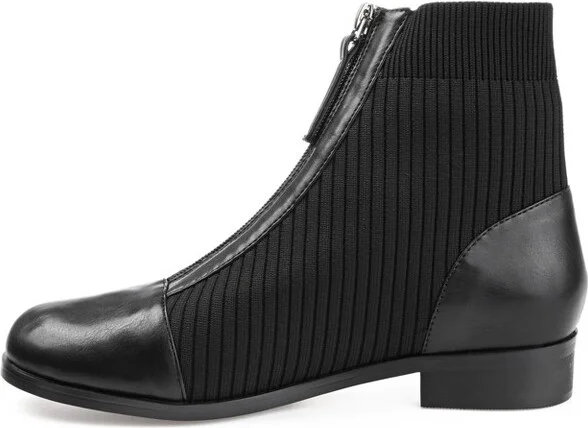 Journee Collection Women's Bexlie Front Zip Stacked Heel Booties Brick - Image 7
