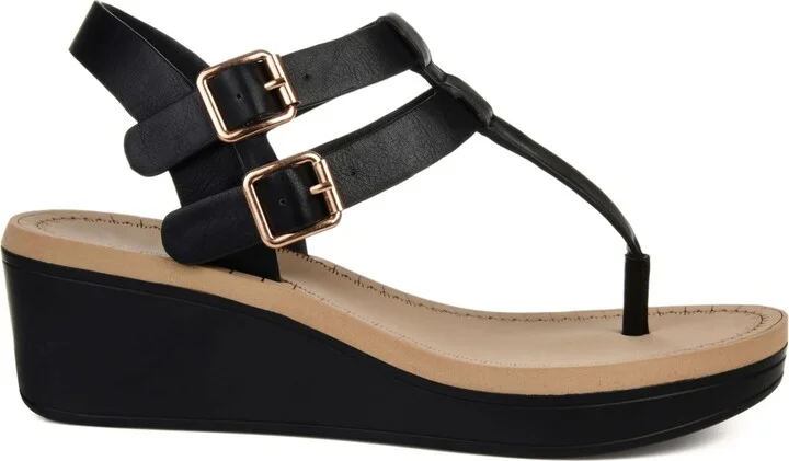 Journee Collection Women's Bianca Double Buckle Platform Wedge Sandals - Image 2